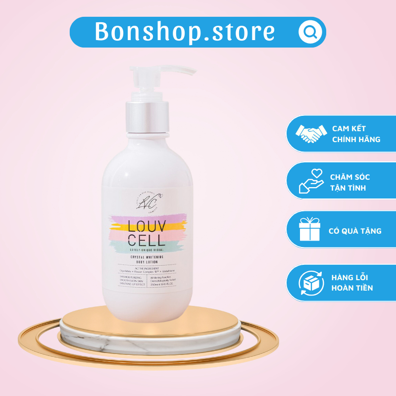 Kem dưỡng ẩm trắng da body Louv Cell Crystal Whitening Body Lotion 250ml, (Có tem phụ)Hàng nhập khẩu chính hãng 100%.