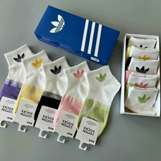 Hộp 5 Đôi Tất Nike, Adidas Cổ Trắng Mix Màu Thể Thao Unisex. Vớ Adidas, Nike Cổ Ngắn Dệt Kim Khử Mùi Thời Trang Nam Nữ