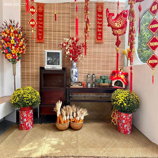 Mành cọ rộng 1,5m1,6m x 2m phụ kiện decor background trung thu phông nền chụp ảnh mành trang trí tết