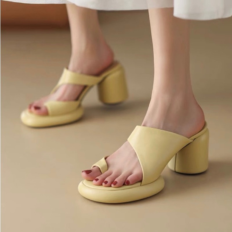 ORDER 🌺 Dép quai khoét eo xỏ ngón gót cao su tròn 8cm