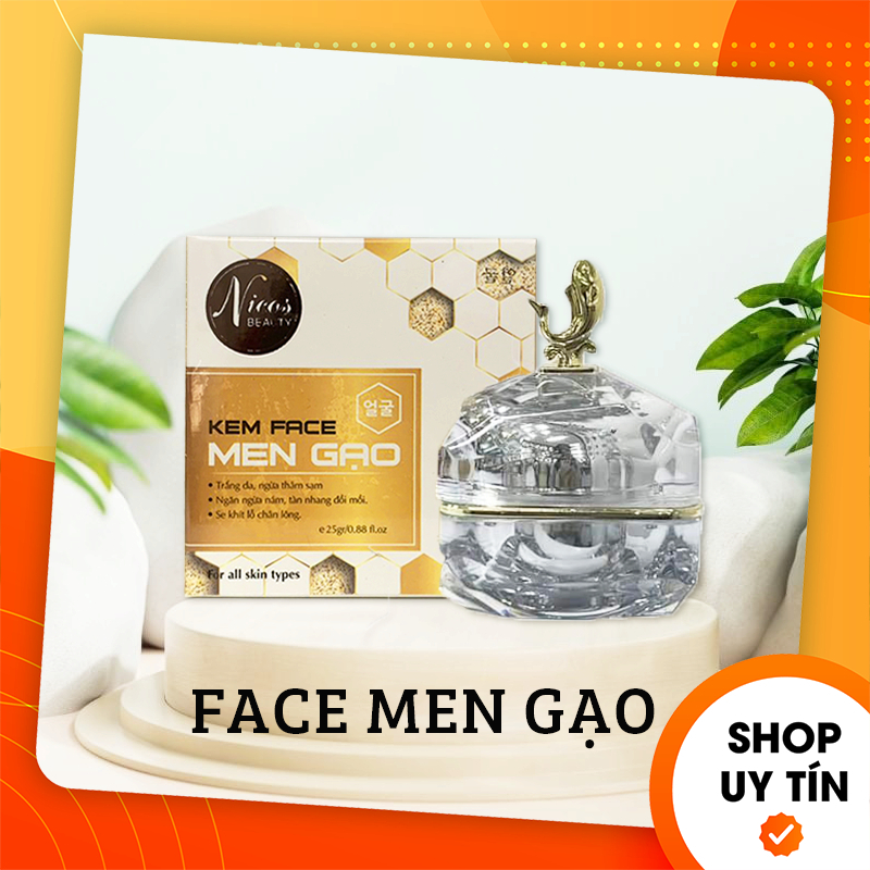 Kem Face Men Gạo Nicos dưỡng trắng da ngừa thâm sạm se khít lỗ chân lông 25g + Tặng body