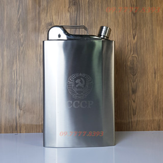 Bình tông inox cccp can xăng dung tích đựng 3,5L( 128oz) tặng kèm bao da và phễu rót inox