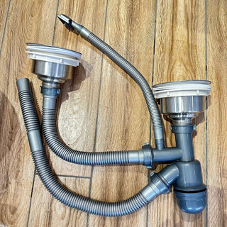 Bộ xả chậu rửa chén ống 2 hộc, thoát nhanh bầu xả inox phi 140mm