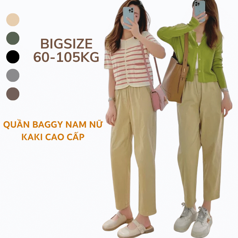 40-105kg Quần BAGGY KAKI Nam Nữ thời trang BIGSIZE Sói Store