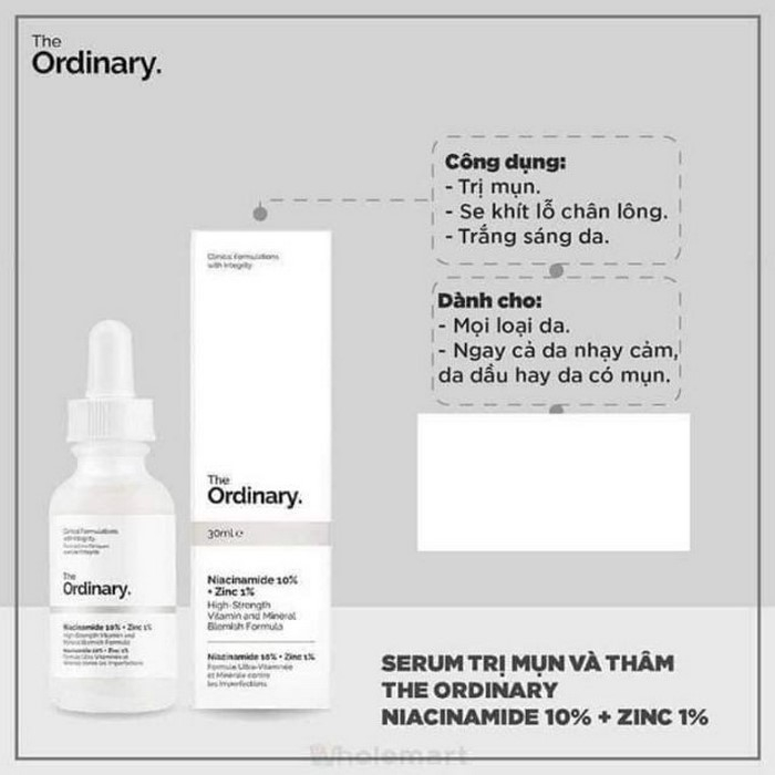 Tinh chất the ordinary niacinamide 10% + zinc 1 serum ordinary peel da the ordinary chính hãng