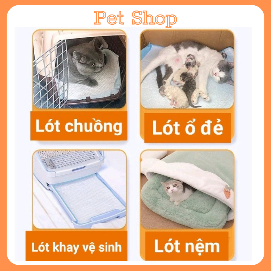 Tã Lót Vệ Sinh Huấn Luyện Cho Chó Mèo Thú Cưng Siêu Thấm Hút Khử Mùi Đa NăngTốt Size L M S Lót Chuồng Khay Tiện Lợi