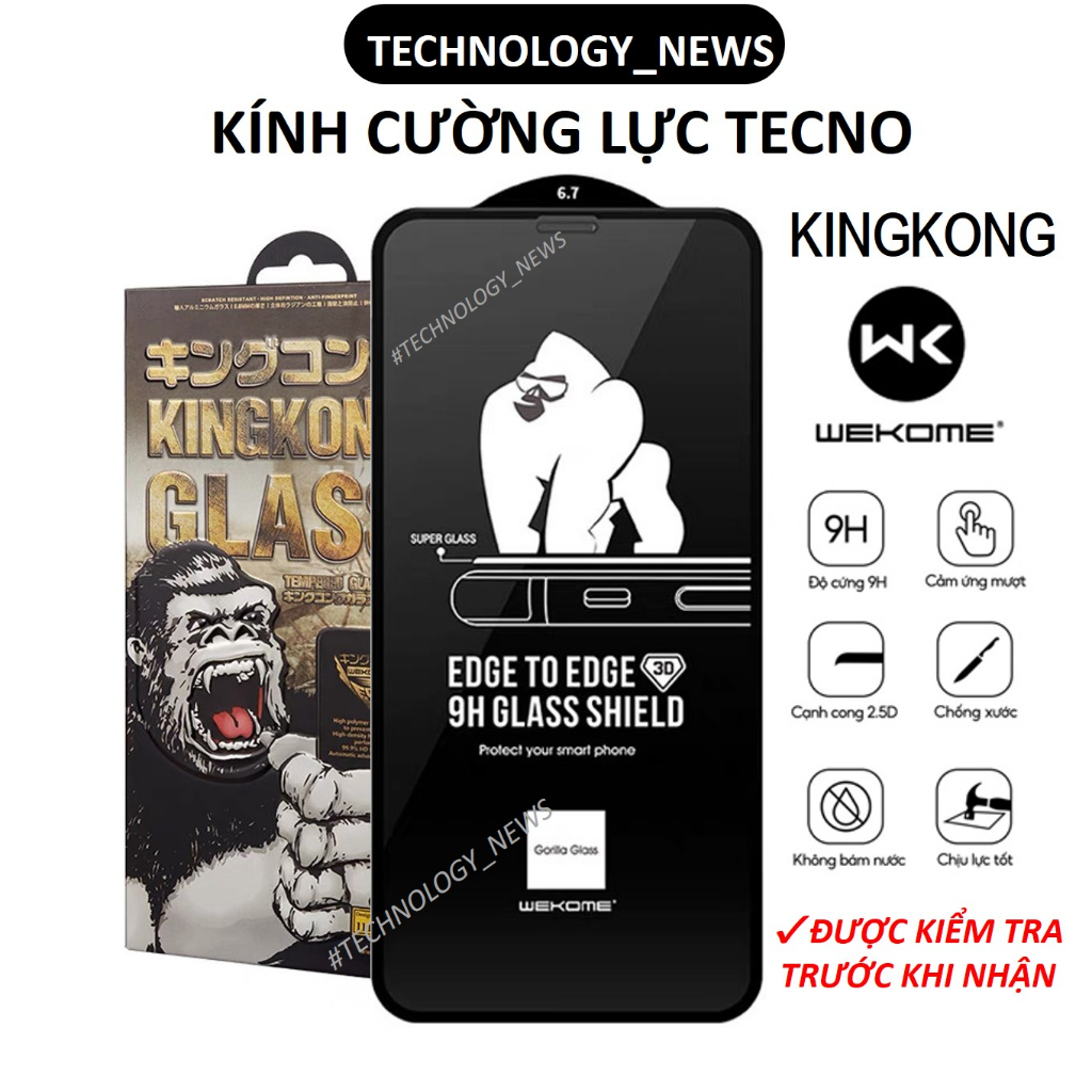 Cường lực KINGKONG TECNO Camon 20 pro/ Tecno Pova 5/ Spark go 2023/ spark 10 pro/ camon 20 full màn siêu mượt ít bám vân