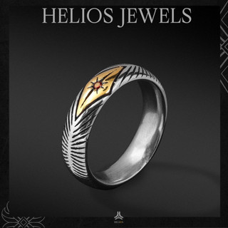 Nhẫn thời trang nam Helios Jewels Sun X đá đỏ - Thép không gỉ cao cấp