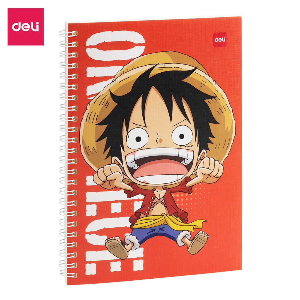 Sổ Loxo gáy xoắn Sổ kẻ ngang A5 120 trang hình Vua cướp biển One Piece Deli EN003
