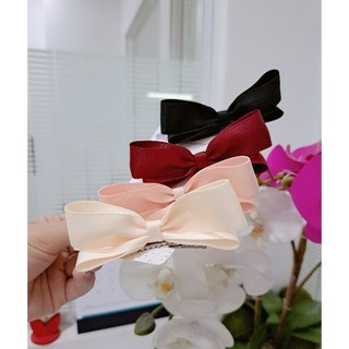 Kẹp tóc mái nơ đứng lụa HQ