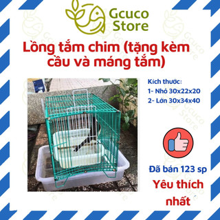 [Mã PET20K giảm 20K đơn 250K] Lồng tắm chim lớn 30x34x40 (tặng kèm cầu và máng tắm)