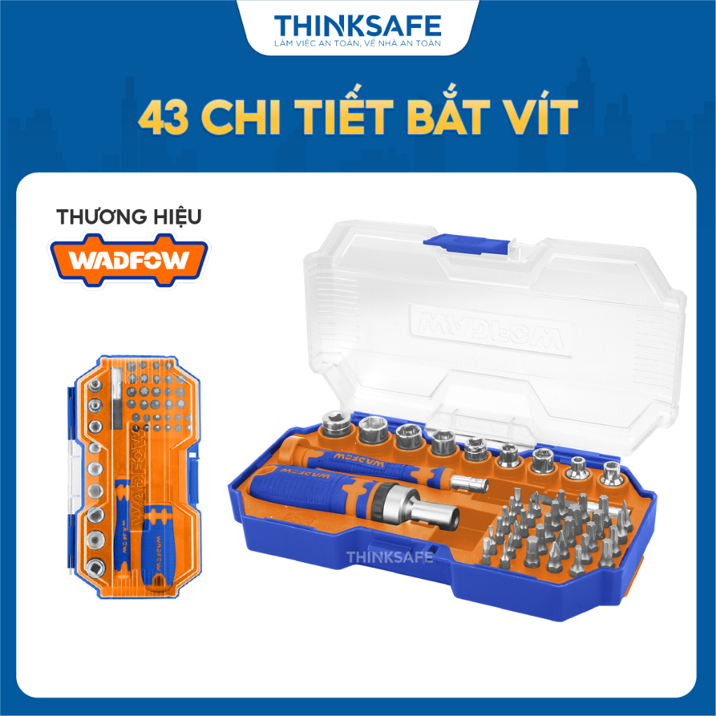Bộ 43 chi tiết bắt vít Wadfow WSS8B43 đa kích thước chất liệu cao cấp bộ tua vít đa năng Wadfow chính hãng - Thinksafe