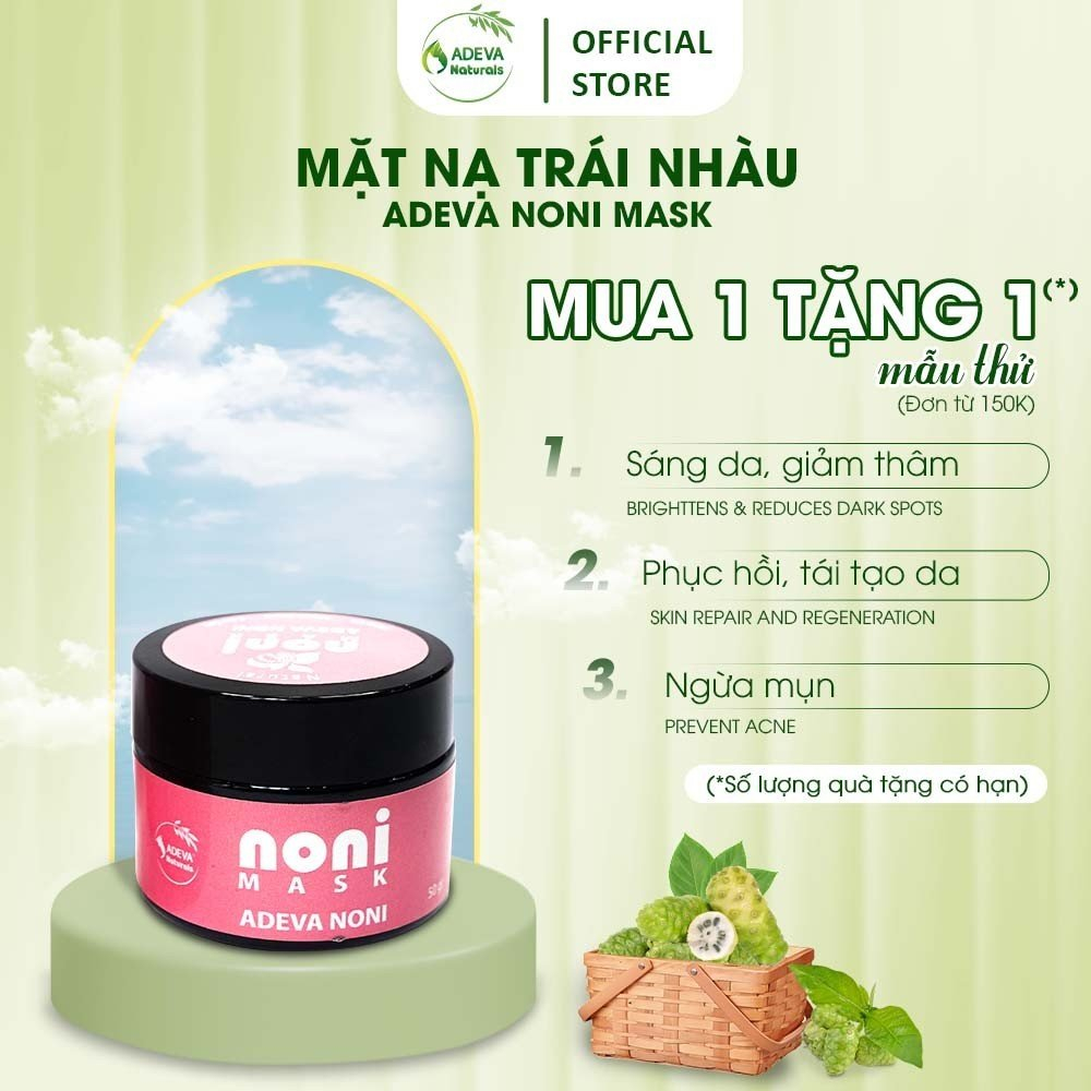 Mặt nạ dưỡng ẩm ⚡FREESHIP⚡ Cấp ẩm và làm sáng da hiệu quả - 50 gr - Adeva Noni