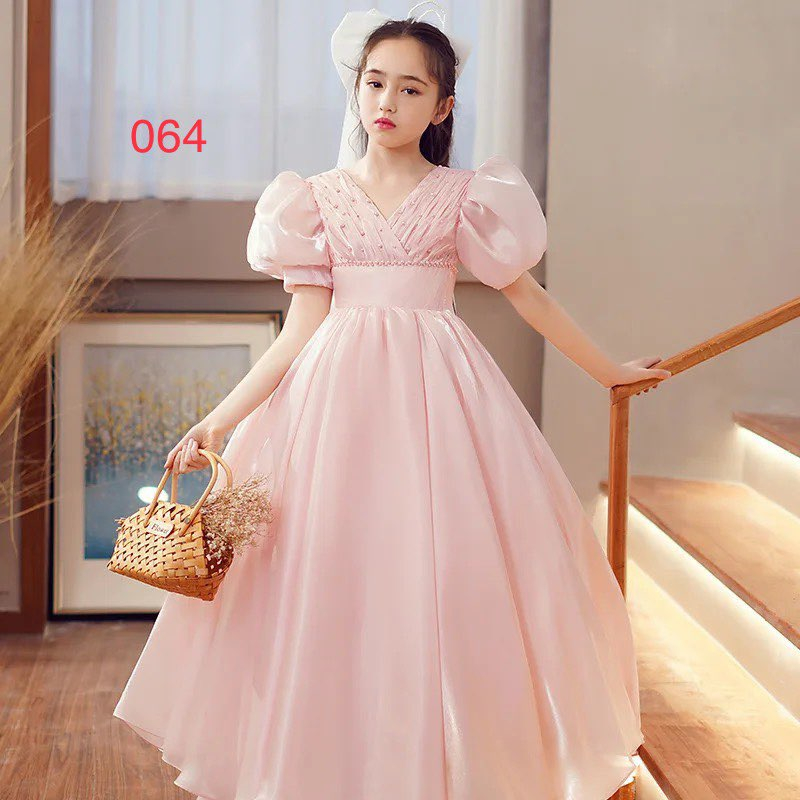 Đầm công chúa dự tiệc cho bé, váy xinh công chúa 7kg-40kg hồng tùng dài