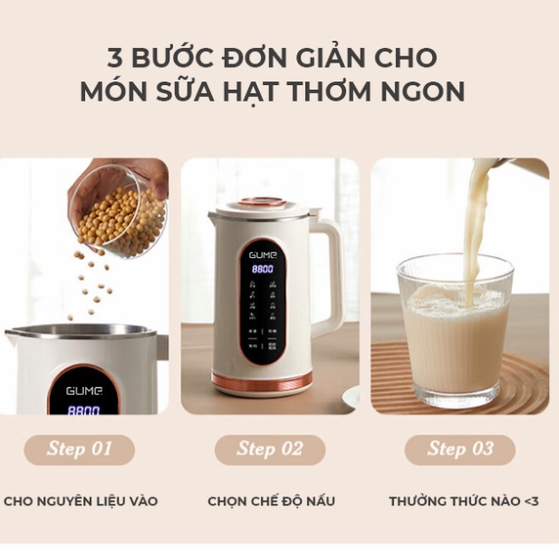 Máy làm sữa hạt mini Pro Gume MSB02 - 1200ml - Nhập khẩu Hàn Quốc - Bảo Hành 12 Tháng