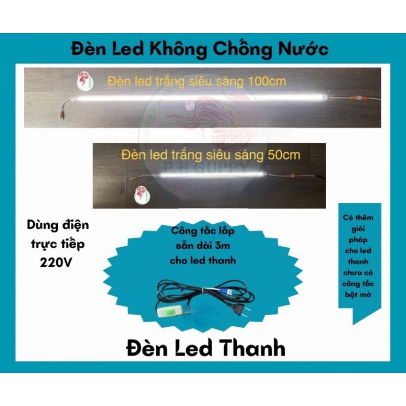 Đèn led thanh 220v 1m 50cm siêu sáng màu trắng led thanh 220v bọc nhựa dùng điện trực tiếp