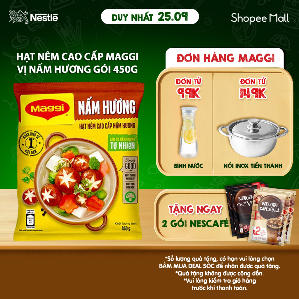 Hạt nêm cao cấp MAGGI vị Nấm Hương gói 450g