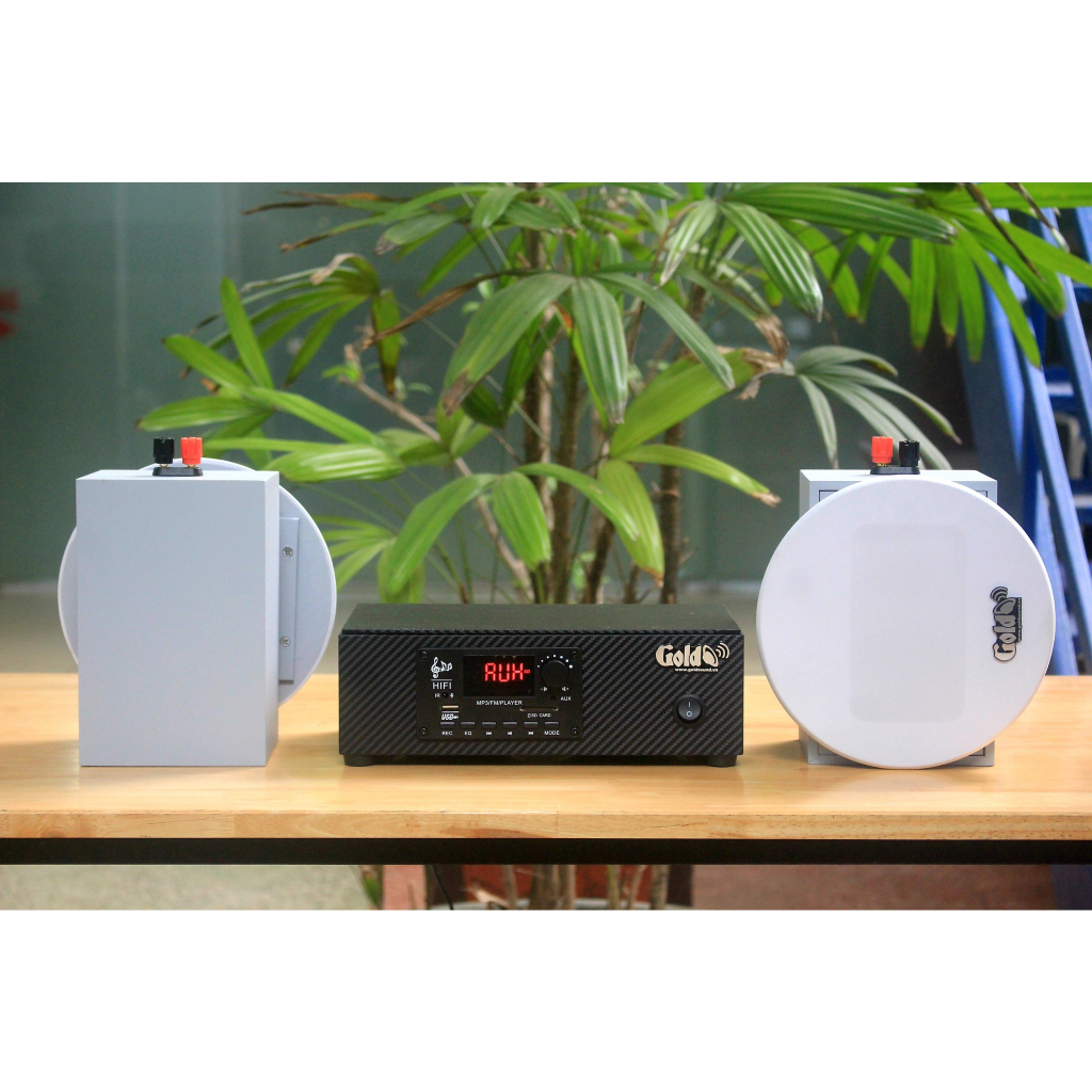 Dàn loa âm trần: 01 amply A2.0 + 2 loa âm trần VAT12 chuyên lắp cho Quán Cafe, spa, quán ăn, quán trà chanh, trà sữa