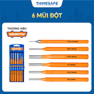 Bộ 6 mũi đục Wadfow WCC8306 đầu tròn loại ghim đục chất liệu thép 40cr bền xử lý nhiệt đục lỗ chính hãng - Thinksafe