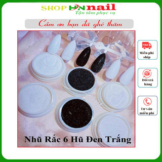 Hộp cát rắc, nhũ rắc trắng - đen trang trí móng móng làm đẹp nail mi thơi trang nữ shop hnnail