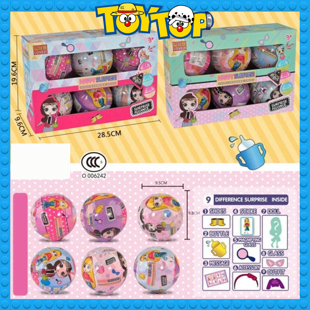 Set combo 6 quả trứng búp bê bất ngờ Surprise đáng yêu ngộ nghĩnh Lovezi 36606-6