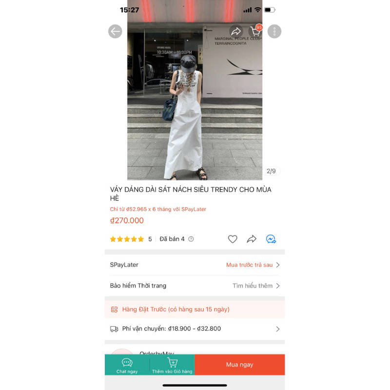 Váy sát nách dáng dài size S