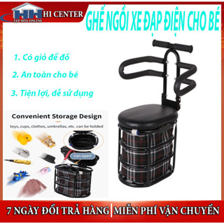 Ghế ngồi xe đạp điện cho bé, Ghế ngồi phía trước xe máy điện bảo vệ an toàn cho bé, có giỏ xe bên trong có thể để đồ