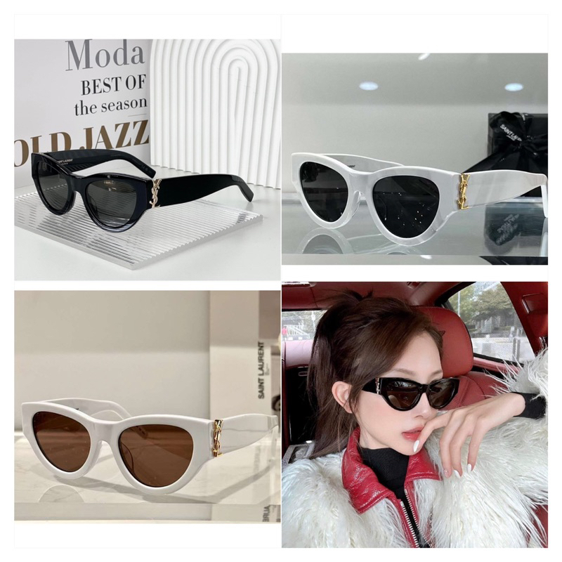 Kính Y.S.L mắt mèo trắng đen