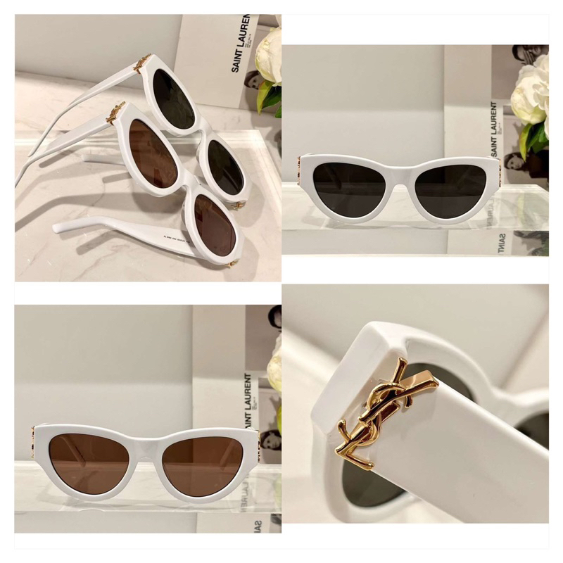 Kính Y.S.L mắt mèo trắng đen