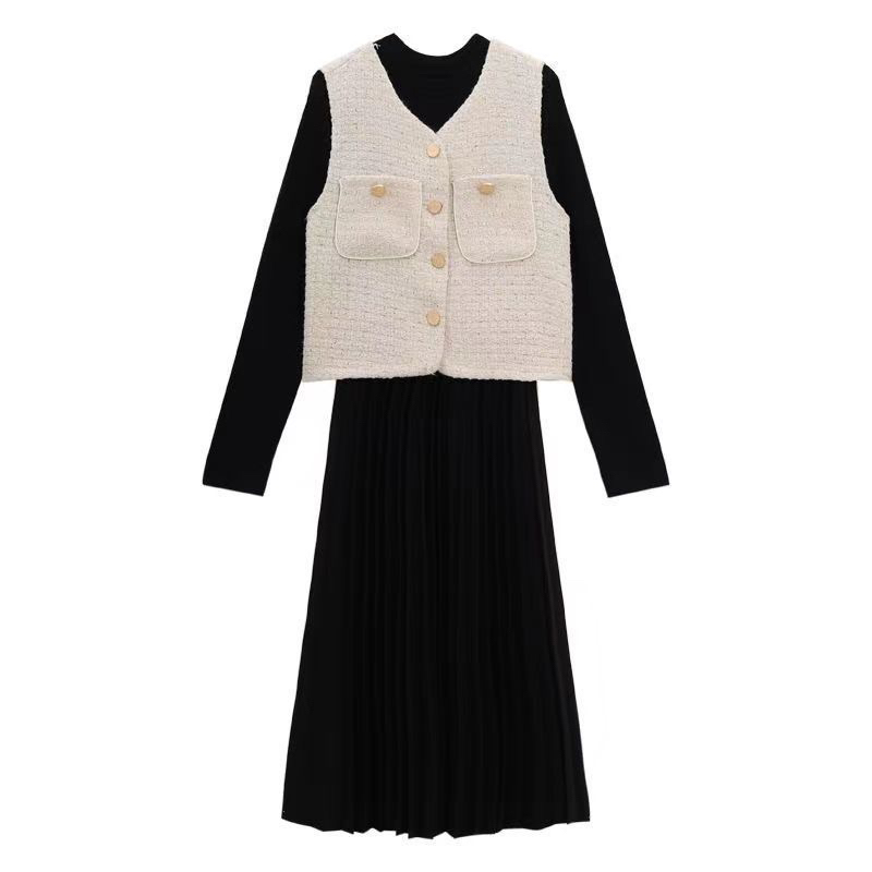 Áo Ghile Dạ Tweed Khuy Vàng Phong Cách Hàn Quốc Kèm Ảnh Thật