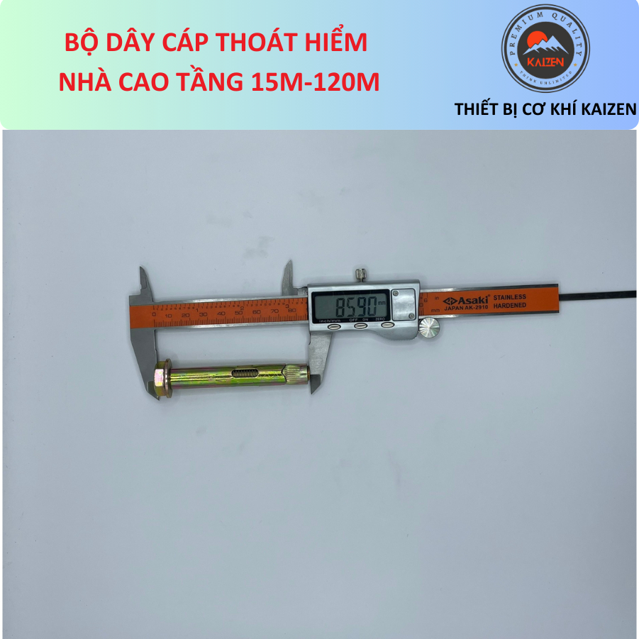 Bộ sản phẩm dây thoát hiểm nhà cao tầng dài 15m-30m-60m-90m Asaki Safe AKS-15,AKS-30-AKS-60,AKS-90