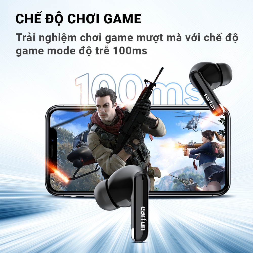 Tai nghe True Wireless Bluetooth Earfun Air Mini 2, bluetooth 5.2, chế độ gaming mode