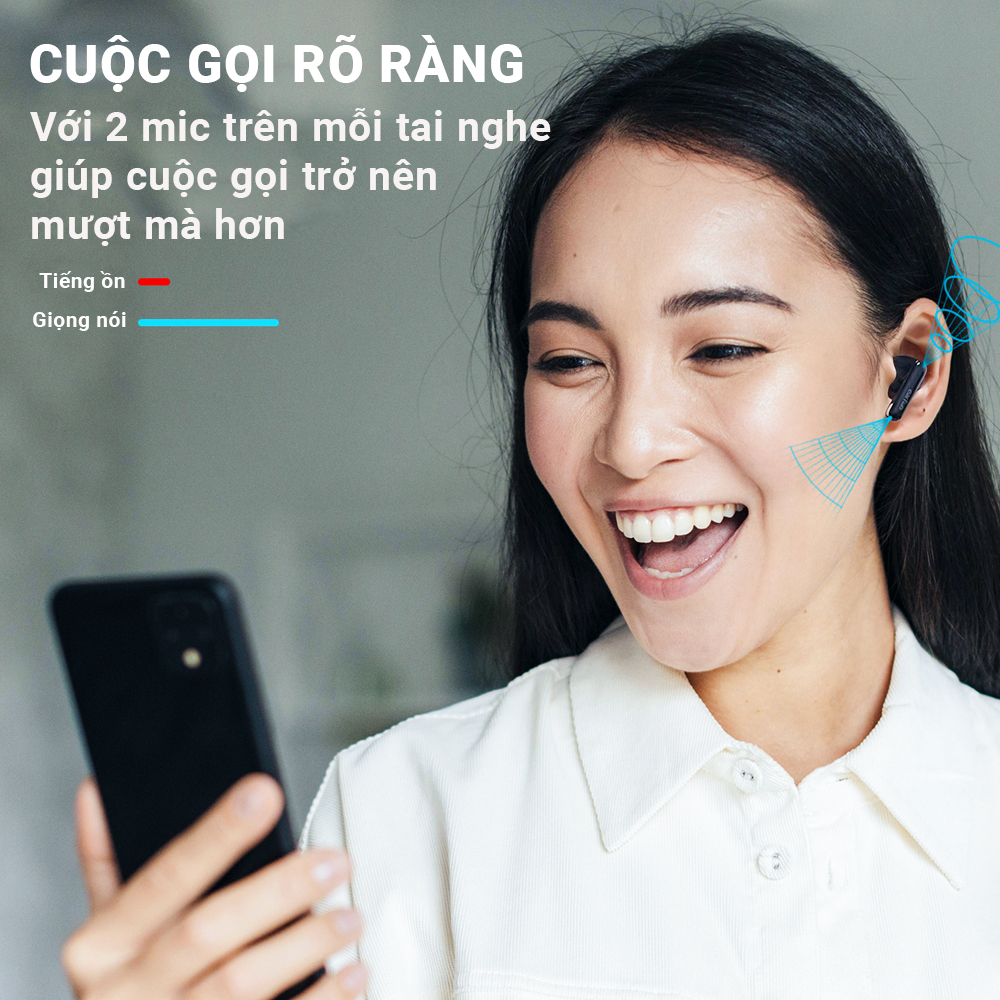 Tai nghe True Wireless Bluetooth Earfun Air Mini 2, bluetooth 5.2, chế độ gaming mode