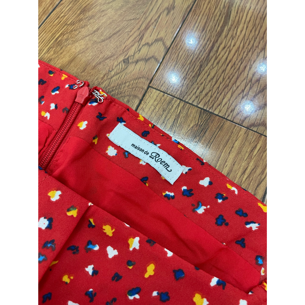 V3217 Váy MAISONDEROEM Hàng hiệu chính hãng thời trang nữ màu đỏ size S Secondhand thanh lý ký gửi
