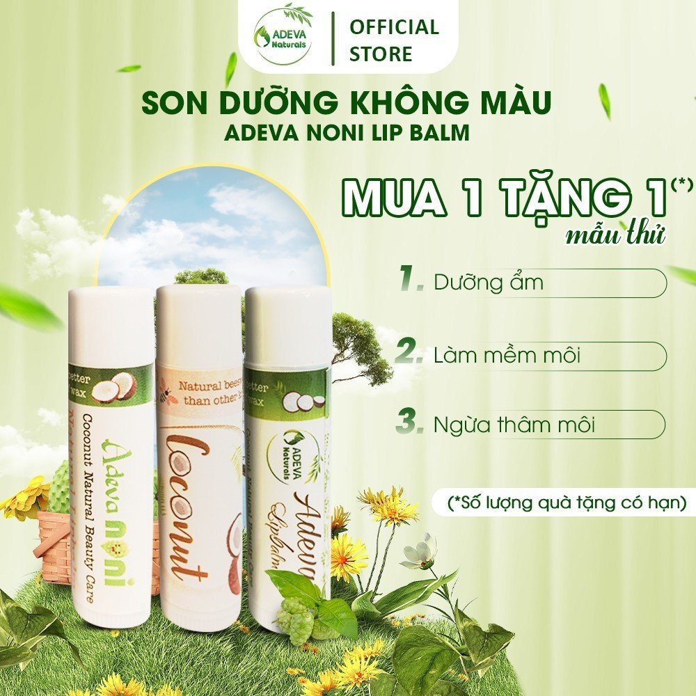 Son dưỡng môi mềm mịn từ thiên nhiên - Adeva Noni - Son trái nhàu dưỡng môi mềm căng mọng an toàn cho mọi làn da