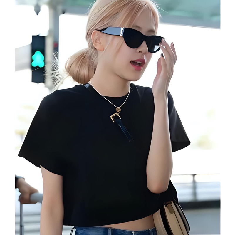 Kính Y.S.L mắt mèo trắng đen