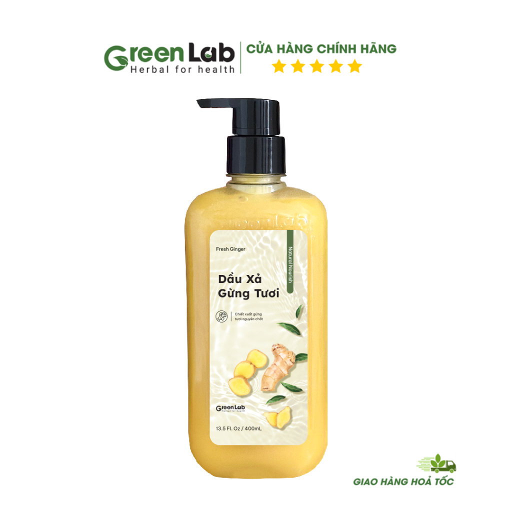 Dầu Xả Gừng Tươi GreenLab Mềm Mượt Bóng Phục Hồi Hư Tổn 400ml