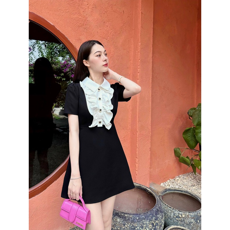 Váy cổ sơ mi bèo tiểu thư