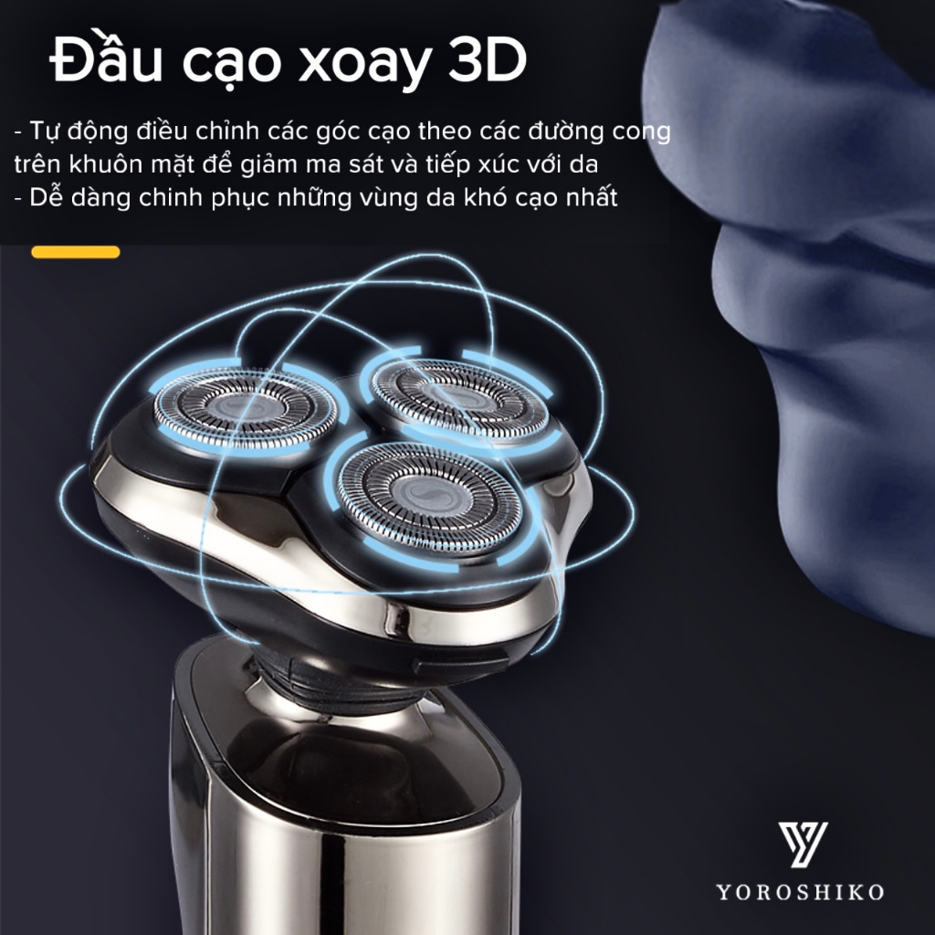 Máy cạo râu 4in1 lưỡi kép Yoroshiko có 3 Mức Độ Cạo Râu hàng chính hãng cao cấp