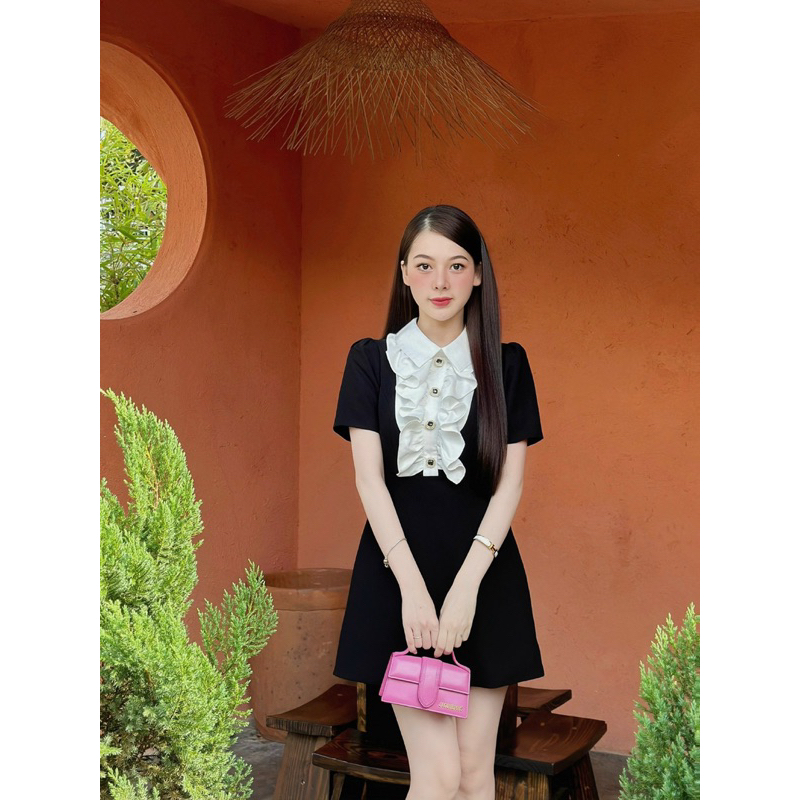 Váy cổ sơ mi bèo tiểu thư