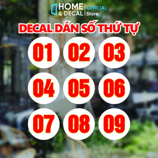 Decal số thứ tự, sticker số bàn, trang trí quán, số thứ tự xếp hàng - dùng dán tường, kính, nhựa, gỗ - chống thấm nước