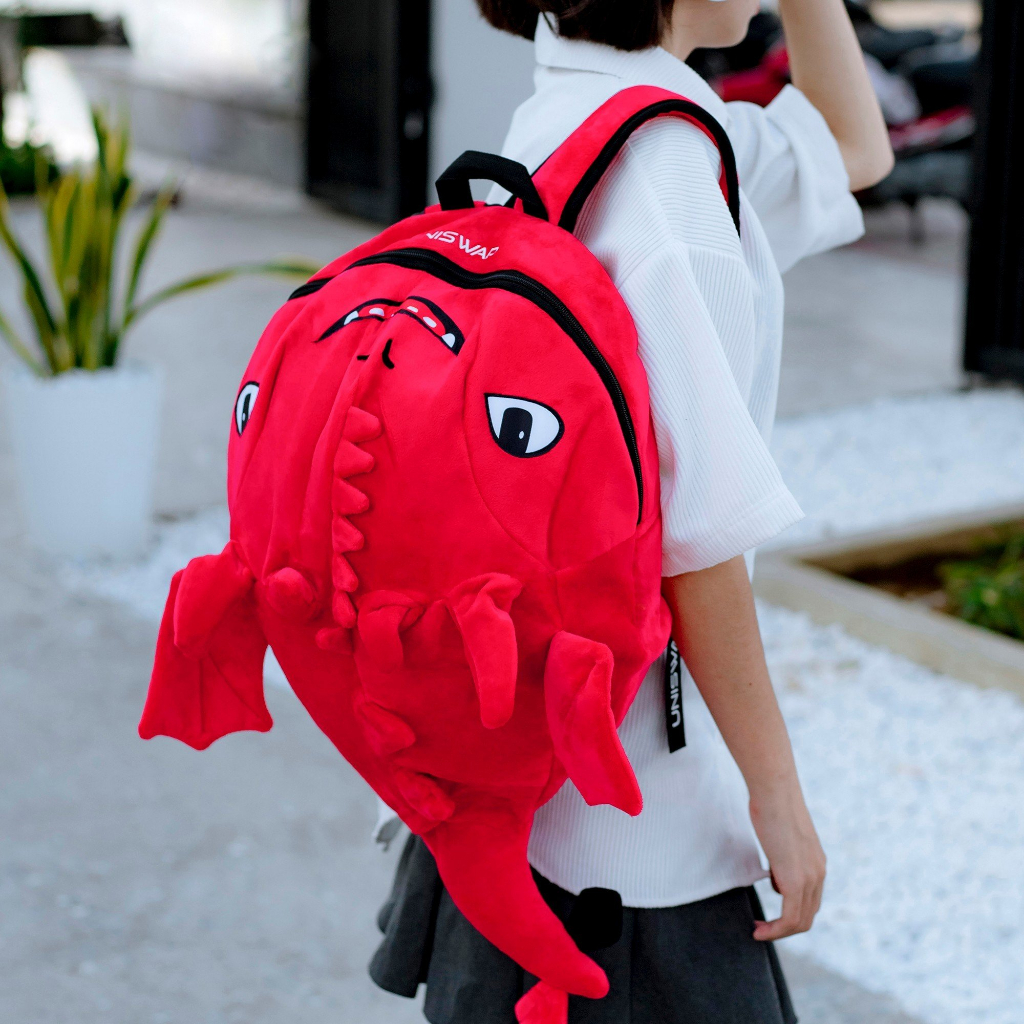 Balo hình thú rồng con răng sún vải nhung nhiều màu