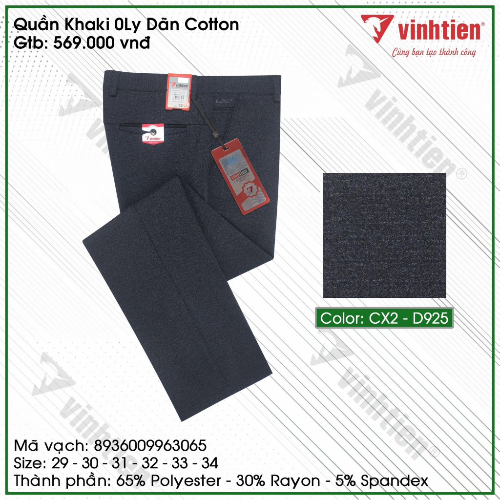 Quần Kaki 0ly Vải Dãn 4 Chiều Vĩnh Tiến 569 - Nhiều Màu