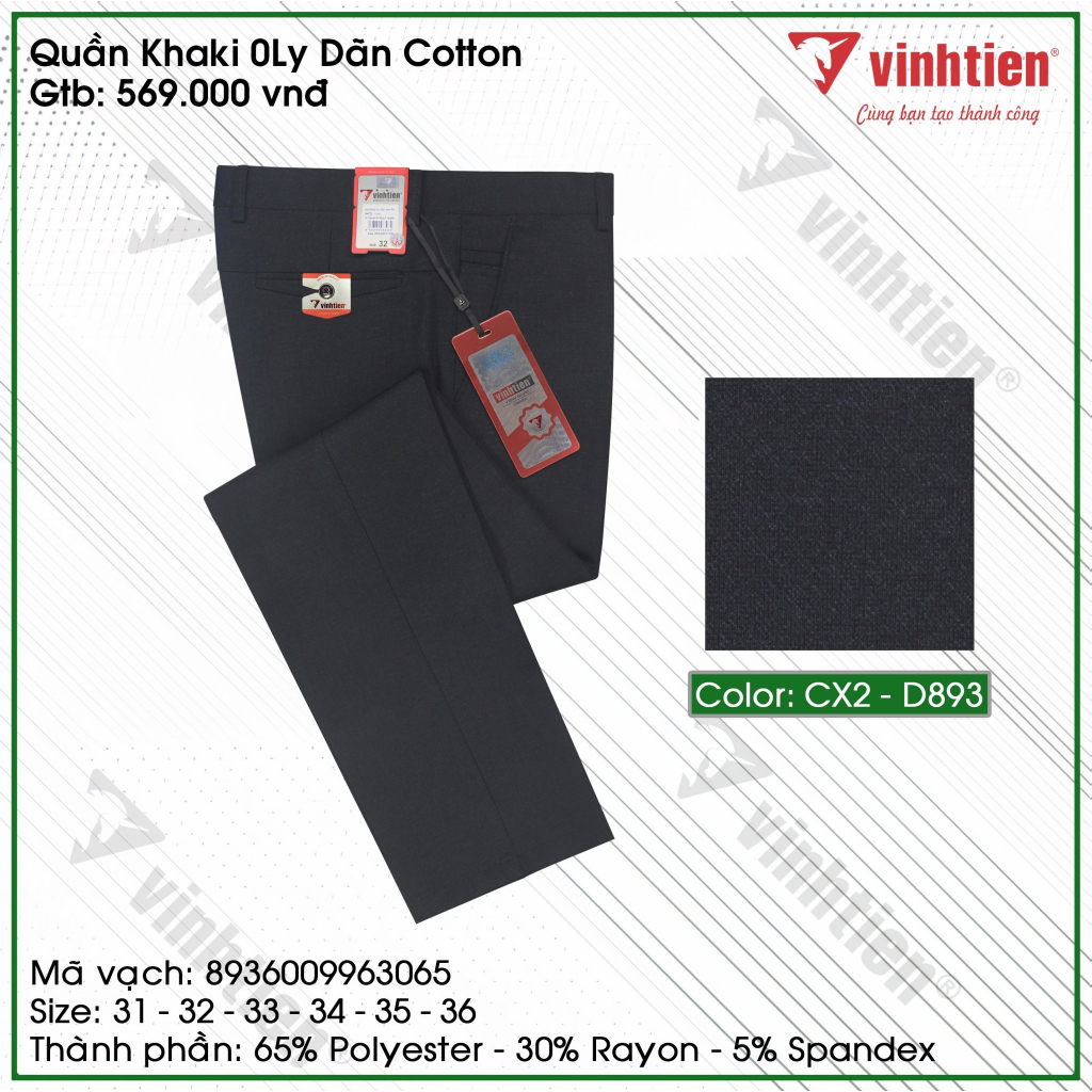 Quần Kaki 0ly Vải Dãn 4 Chiều Vĩnh Tiến 569 - Nhiều Màu