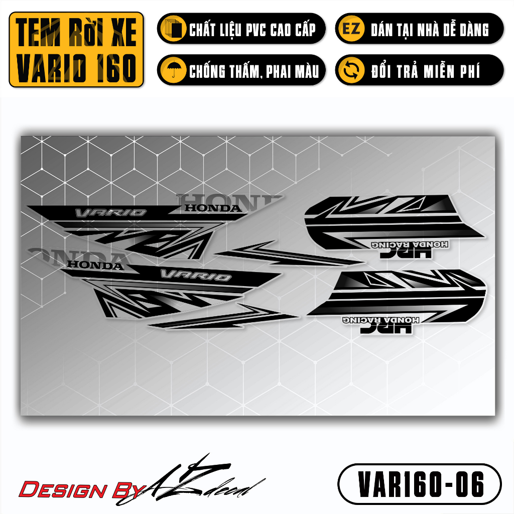 Decal Rời Dán Xe Vario 160 2023 | VAR160-06 | Team Tem Hình Dán Xe Máy Chống Thấm Nước Chống Xước