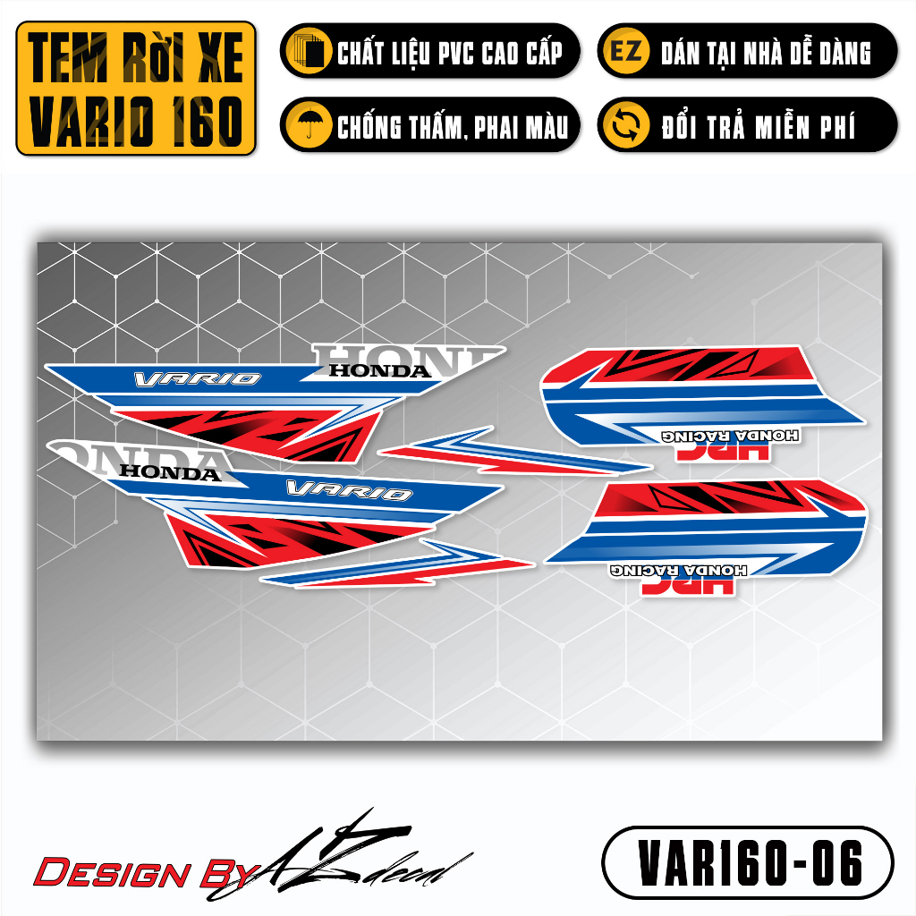 Decal Rời Dán Xe Vario 160 2023 | VAR160-06 | Team Tem Hình Dán Xe Máy Chống Thấm Nước Chống Xước