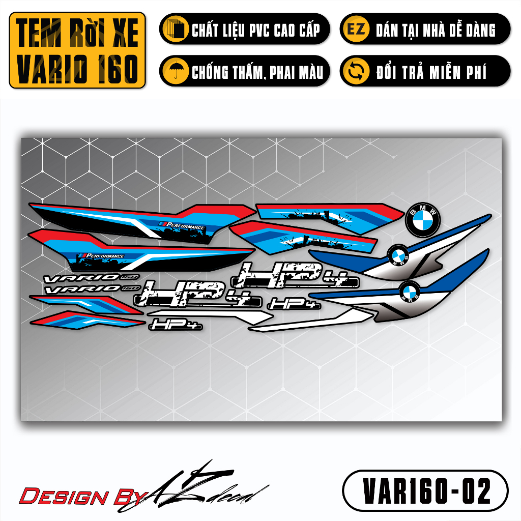 Decal Rời Dán Xe Vario 160 2023 | VAR160-02 | Team Tem Hình Dán Xe Máy Chống Thấm Nước Chống Xước