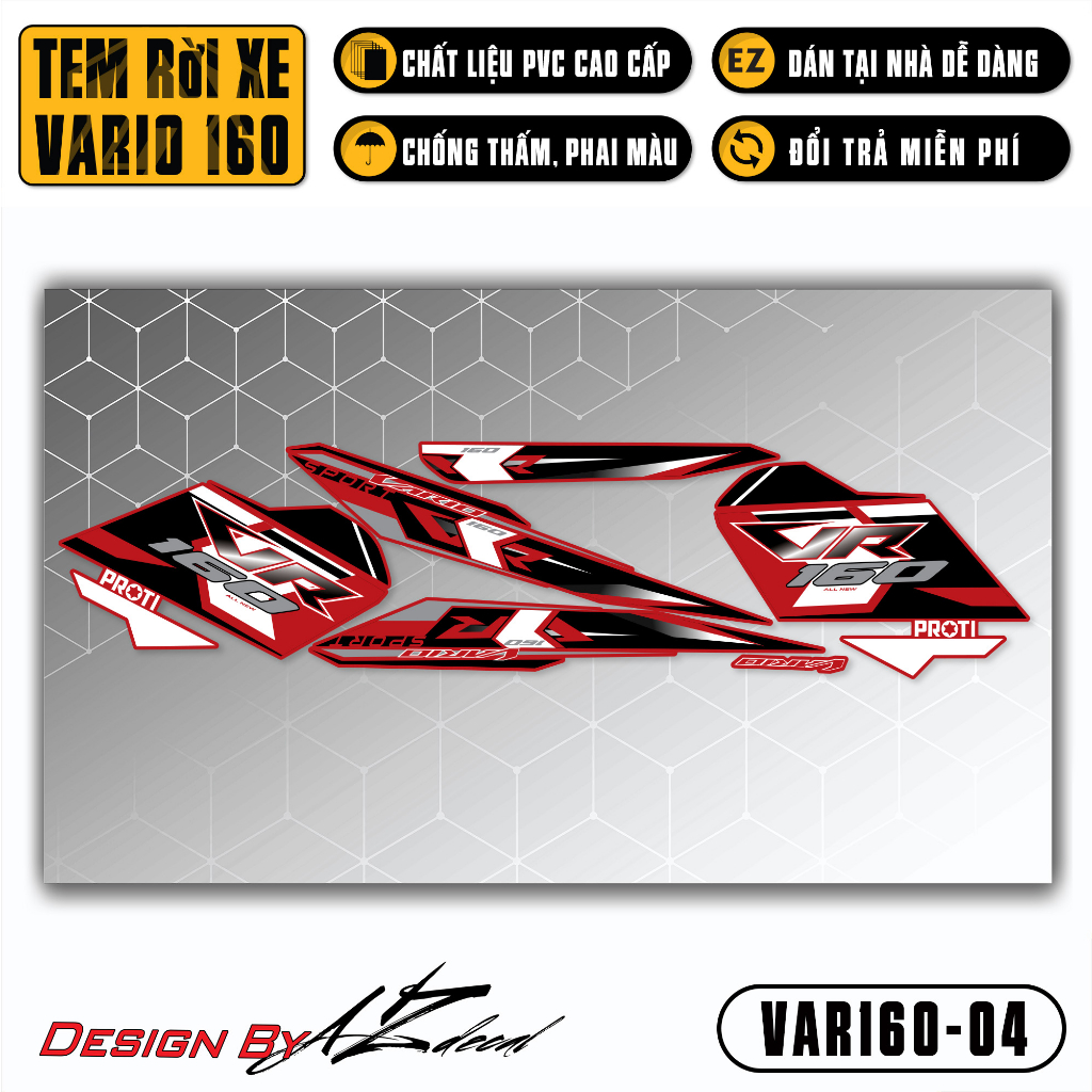 Decal Rời Dán Xe Vario 160 2023 | VAR160-04 | Team Tem Hình Dán Xe Máy Chống Thấm Nước Chống Xước