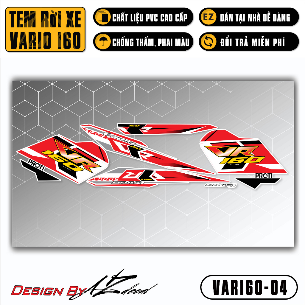 Decal Rời Dán Xe Vario 160 2023 | VAR160-04 | Team Tem Hình Dán Xe Máy Chống Thấm Nước Chống Xước