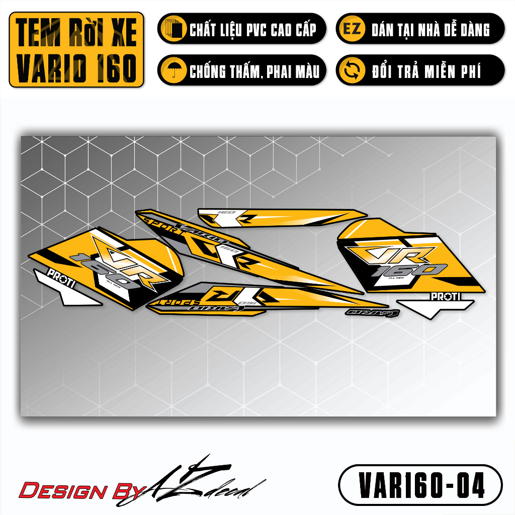 Decal Rời Dán Xe Vario 160 2023 | VAR160-04 | Team Tem Hình Dán Xe Máy Chống Thấm Nước Chống Xước